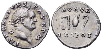 Vespasian (69-79), Denarius, Rome, 70-71; Ar (3,52 G; 17,5 MM; 6 H)