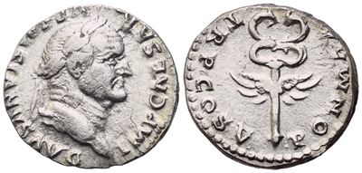Vespasian (69-79), Denarius, Rome, 74; Ar (3,55 G; 18 MM; 6 H)
