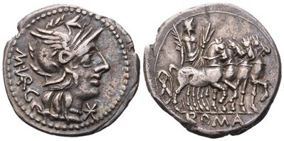 M. Vargunteius, Denarius, Rome, 130 Bc; Ar (3,79 G; 19,6 MM; 3 H)