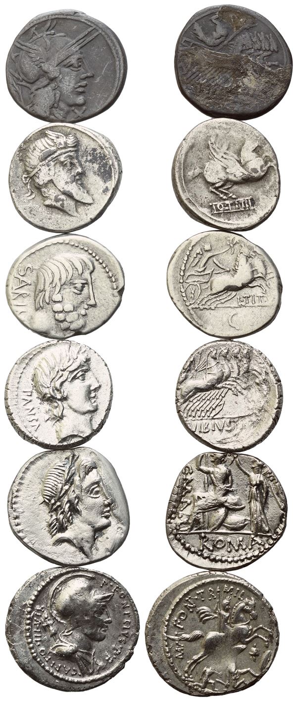  Lot of 6 AR and Æ coins to be catalogued. Lot sold as is, no returns.