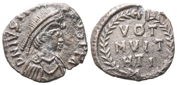 Justinian (527-565), Half Siliqua, Carthage, 534-565; AR (1,14 g; 15 mm; 6 h)