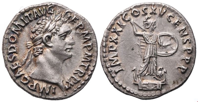 Domiziano (81–96), Denario romano, Roma, 90–91 d.C.