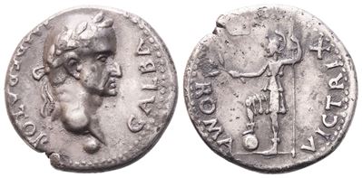 Galba, Denario imperiale, rovescio Roma Vittoriosa (Tarraco ?), circa 68-69 d.C.
