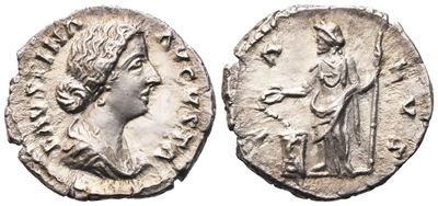 Anonimo romano, Faustina II Augusta. Denario, con legenda “SALVS” (Roma) – AR