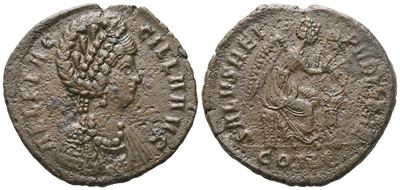 Aelia Flaccilla Augusta (379-386/8), Nummus, Constantinople, 378-383; Æ (4,24 G; 22,3 MM; 12 H)
