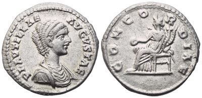 Plautilla Augusta (202-205), Denarius, Laodicea Ad Mare, 202; Ar (3,27 G; 19,4 MM; 6 H)