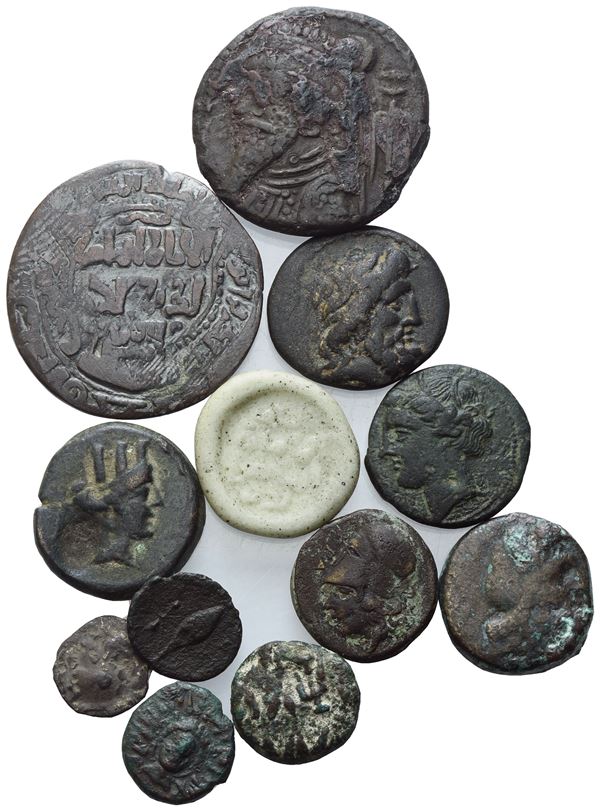  Lot of 11 Æ coins and 1 PB seal to be catalogued. Lot sold as is, no returns.