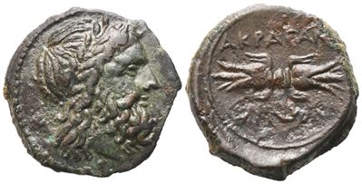 Sicily, Akragas, Bronze, 240-212 Bc; Æ (1,99 G; 14 MM; 3 H)