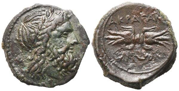 Sicily, Akragas, Bronze, 240-212 BC; Æ (1,99 g; 14 mm; 3 h)