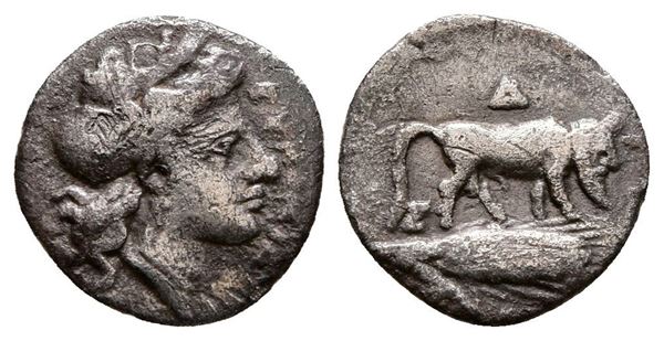 Sicily, Gela, c. 339-317 BC. AR Litra (11 mm, 0.66 g).  - Auction Greek, Roman and Byzantine Coins	 - Bertolami Fine Art - Prague