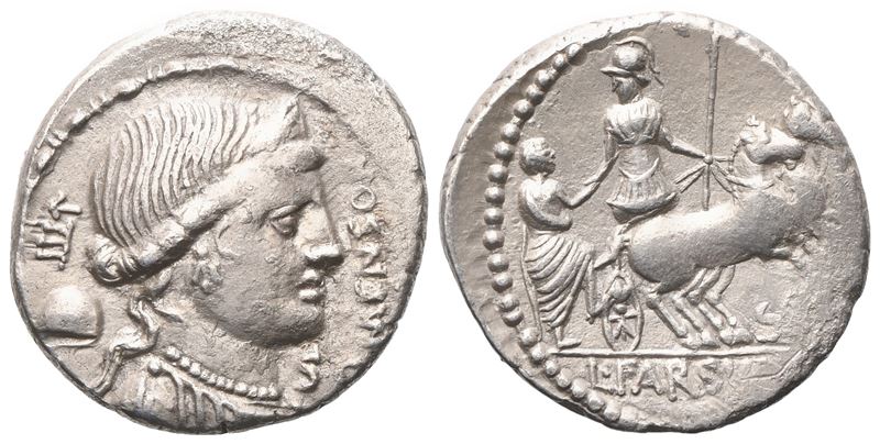 L. Farsuleius Mensor, Denarius, 75 Bc; Ar (3,80 G; 18,5 MM; 7 H)
