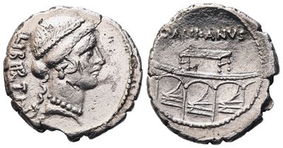 Lollius Palikanus, Denarius, 45 Bc; Ar (3,37 G; 18,2 MM; 2 H)
