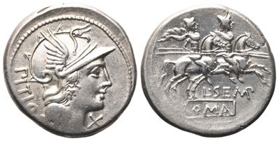 L. Sempronius Pitio, Denarius, 148 Bc; Ar (3,80 G; 19 MM; 10 H)