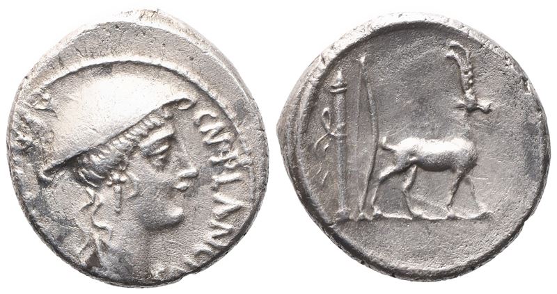 Cn. Plancius, Denarius, 55 Bc; Ar (3,85 G; 18 MM; 2 H)