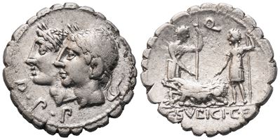 Sulpicius Galba, Denario serrato (AR), Roma, 106 a.C.