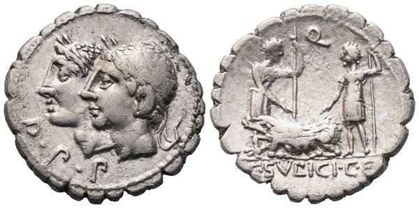 C. Sulpicius Galba, Denarius serratus, Rome, 106 BC; AR (3,78 g; 18 mm; 12 h)