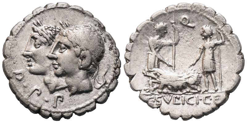 Sulpicius Galba, Denario serrato (AR), Roma, 106 a.C.