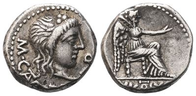 M. Porcius Cato, Quinarius, 47-46 Bc; Ar (2,26 G; 11,2 MM; 1 H)