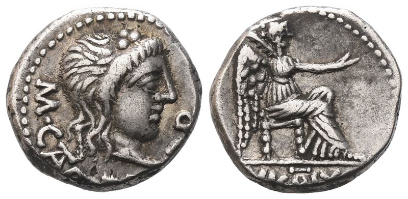 M. Porcius Cato, Quinarius, 47-46 Bc; Ar (2,26 G; 11,2 MM; 1 H)