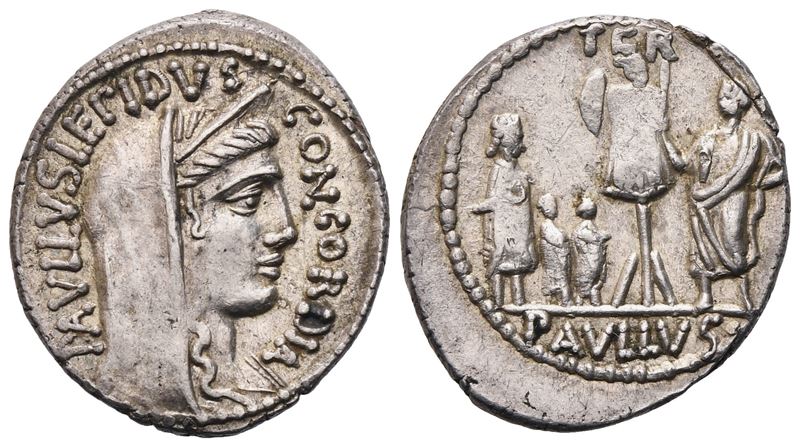 L. Aemilius Lepidus Paullus, Denarius, Rome, 62 Bc; Ar (3,60 G; 20,3 MM; 5 H)