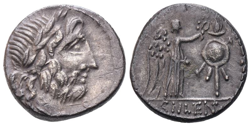 Cn. Cornelius Lentulus Clodianus, Quinarius, 88 BC; AR (1,89 g; 14,2 mm; 9 h)
