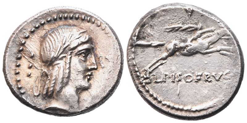 L. Calpurnius Piso Frugi, Denarius, Rome, 90 Bc; Ar (4,03 G; 17,8 MM; 5 H)