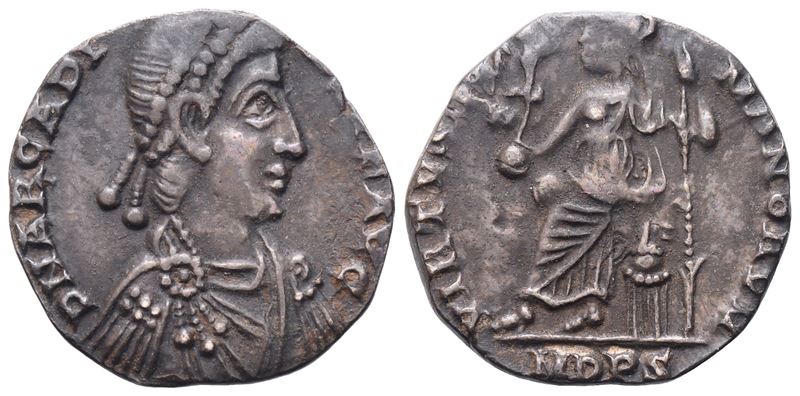 Arcadius (383-408), Siliqua, Milan, 392-402; Ar (1,07 G; 14,6 MM; 12 H)