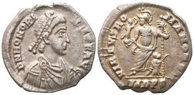 Honorius (393-423), Siliqua, Mediolanum, 402; Ar (1,40 G; 16,4 MM; 6 H)