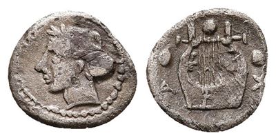 Sicily, Katane, C. 415-412 Bc. Ar Tetras Or Trionkion (7 MM, 0.18 G).