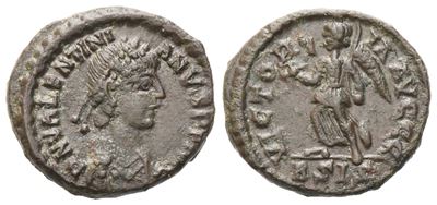 Valentinian II (375-392), Bronze, Siscia, 384-387; Æ (1,62 G; 13,4 MM; 12 H)