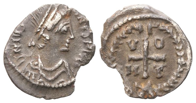 Justinian (527-565), Half Siliqua, Carthage, 533-534; Ar (0,59 G; 10,8 MM; 1 H)
