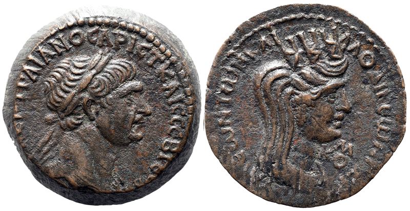 Traiano (98–117), Æ Laodicea ad Mare (Seleucis and Pieria), anno 163 (115/6 d.C.)