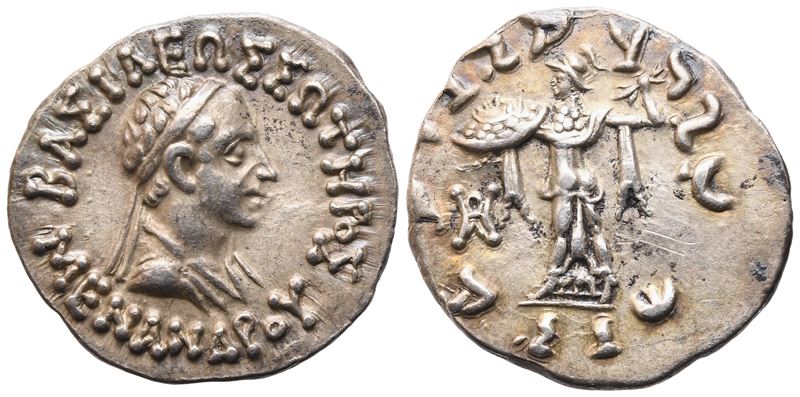 Kings Of Bactria, Menander i Soter, Drachm, 165/155-130 Bc; Ar (2,42 G; 17 MM; 11 H)