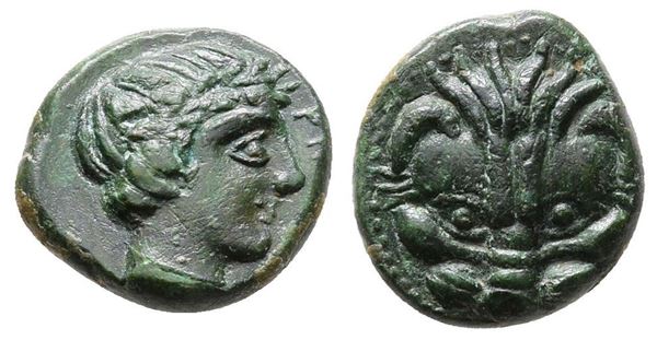 Bruttium, Rhegion, c. 415/0-387 BC. Æ (11 mm, 1.41 g).