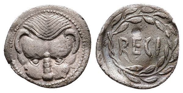 Bruttium, Rhegion, c. 445-435 BC. AR Litra (12 mm, 0.52 g).  - Auction Greek, Roman and Byzantine Coins	 - Bertolami Fine Art - Prague