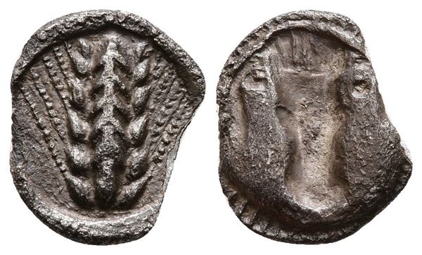 Southern Lucania, Metapontion, c. 470-440 BC. AR Triobol (12 mm, 0.90 g).  - Auction Greek, Roman and Byzantine Coins	 - Bertolami Fine Art - Prague