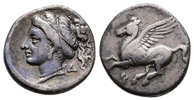 Corinth, C. 350-300 Bc. Ar Drachm (15 MM, 2.42 G).