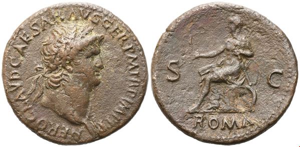 Nero (54-68), Sestertius, Lugdunum, 65; Æ (23,80 g; 35,5 mm; 6 h)