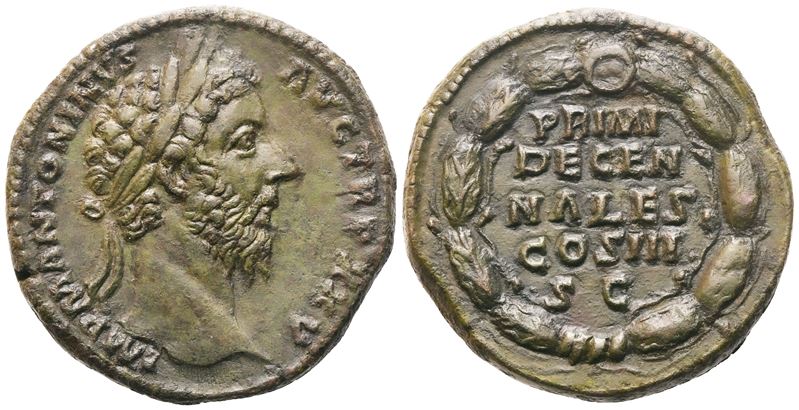 Sestertius di Marco Aurelio (161–180), Roma, 170–171; bronzo (Æ)