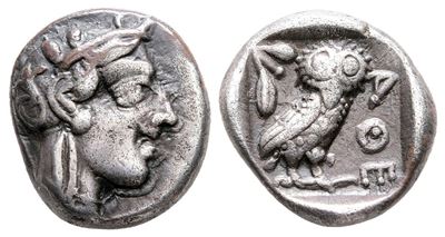 Attica, Athens, C. 454-404 Bc. Ar Drachm (15 MM, 4.25 G).