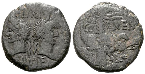 Augustus and Agrippa (27 BC-14 AD). Æ As  - Auction GREEK & ROMAN PROVINCIAL COINS AND NUMISMATIC LITERATURE Including a wide selection of Alexandrian Coins from the Dattari Collection - Bertolami Fine Art - Prague