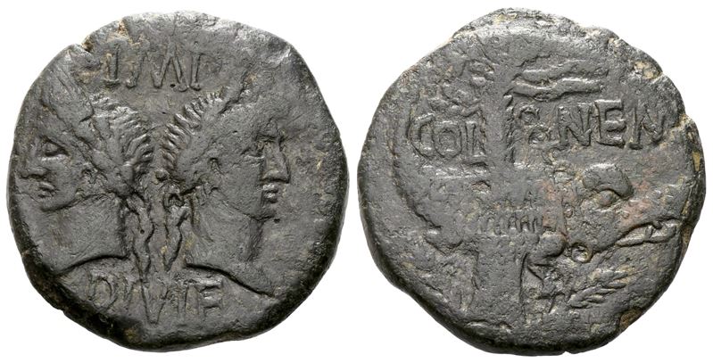 Augustus And Agrippa (27 Bc-14 Ad). Æ As