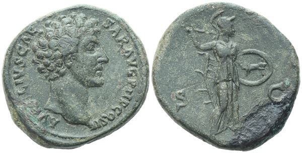 Marcus Aurelius, as Caesar (139-161), Sestertius, Rome, 145; Æ (29,13 g; 31,8 mm; 12 h)