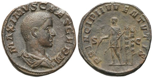 Maximus as Caesar, Sestertius struck under Maximinus I, Rome, 235-236; Æ (20,97 g; 30,6 mm; 12 h)