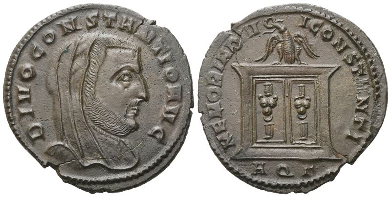 Follis di Costantino I, Divus Constantius I (m. 306) — emissione da Aquileia, 307-308