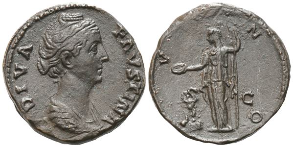 Diva Faustina (died 141), Sestertius struck under Antoninus Pius, Rome, 146-161; Æ (23,55 g; 30 mm; 6 h)
