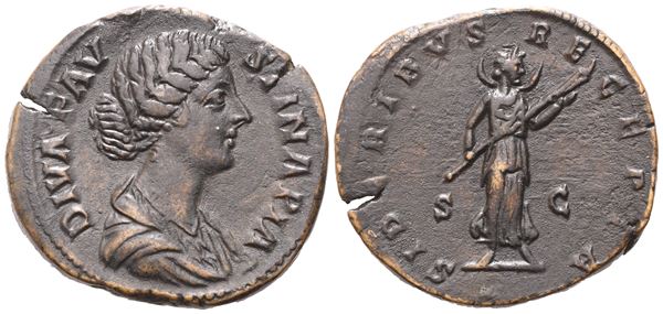DIva Faustina II (died 175-176), Sestertius, Rome, c. 175-176; Æ (24,58 g; 31,5 mm; 6 h)
