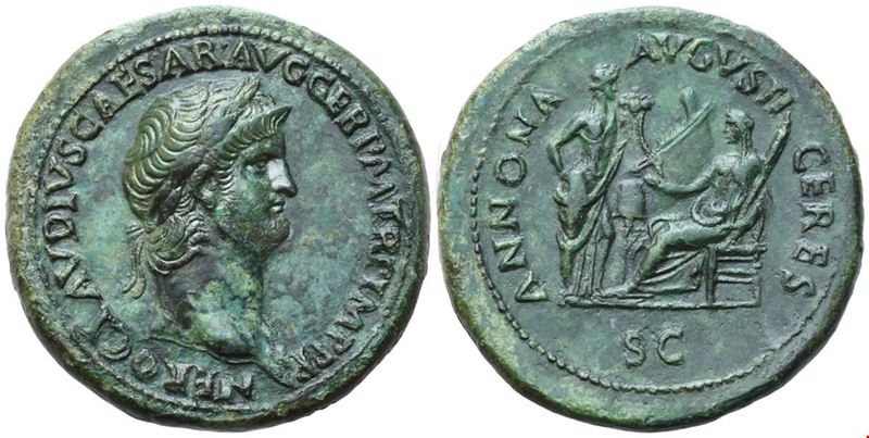 Nero, Sestertius con Ceres e Annona, Æ, Roma (64–66)