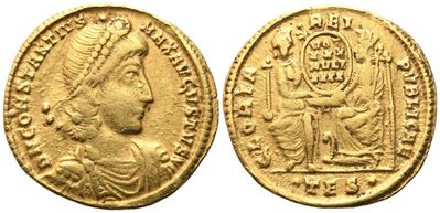 Constantius II (337-361), Solidus, Thessalonica, 353-354; Av (4,14 G; 21,4 MM; 11 H)