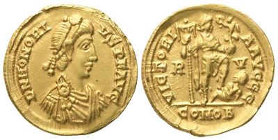 Onorio (393-423), Solidus, Ravenna